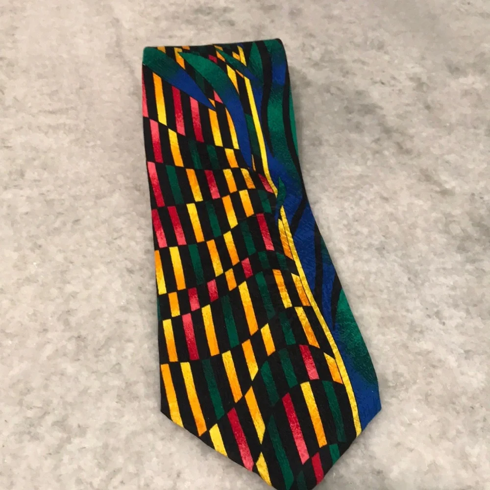 Rush Limbaugh No Boundaries Tie Mens Necktie Green Multicolor Vtg America USA - Picture 2 of 7